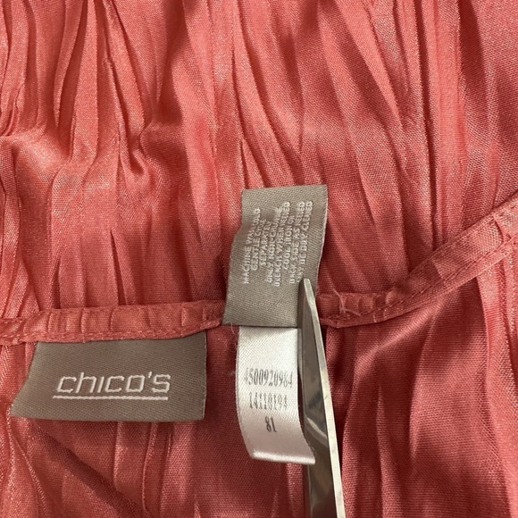Chico's Orange Coral Crinkle Tank Top Sleeveless Round Neck Women's 2 US L - Picture 9 of 10